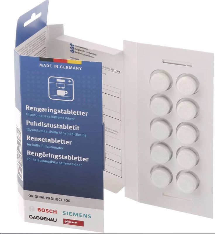 Rensetabletter for kaffemaskiner.