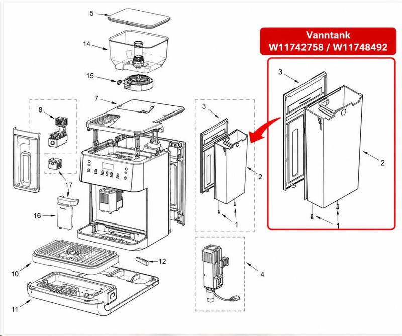KitchenAid vanntank 2,2 L KF6 KF7 KF8 – W11742758
