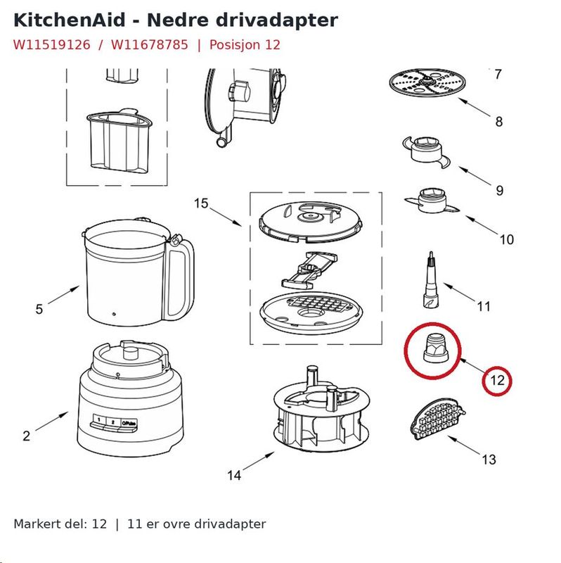 KitchenAid nedre drivadapter 3,1 L – W11519126