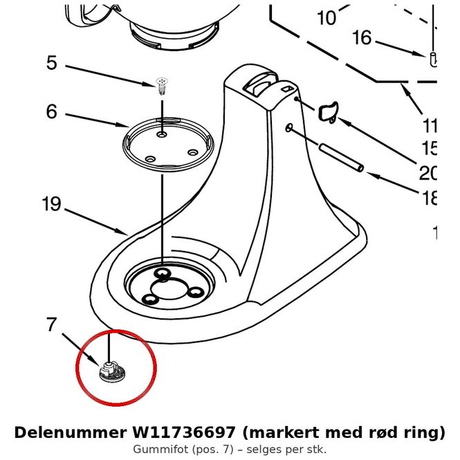 Hovedbilde KitchenAid W11736697 – Gummifot ...