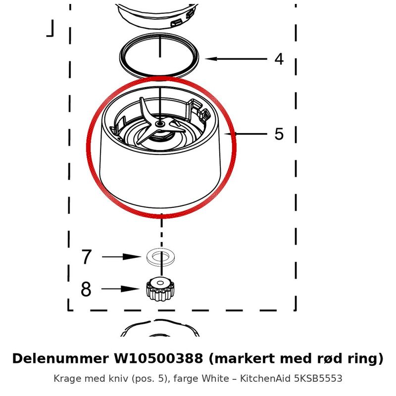 KitchenAid W10500388 – Knivfeste/krage 5KSB5553 White